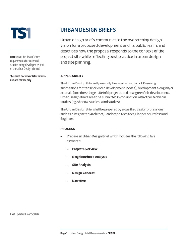 Urban Design Briefs PDF Urban Design Design