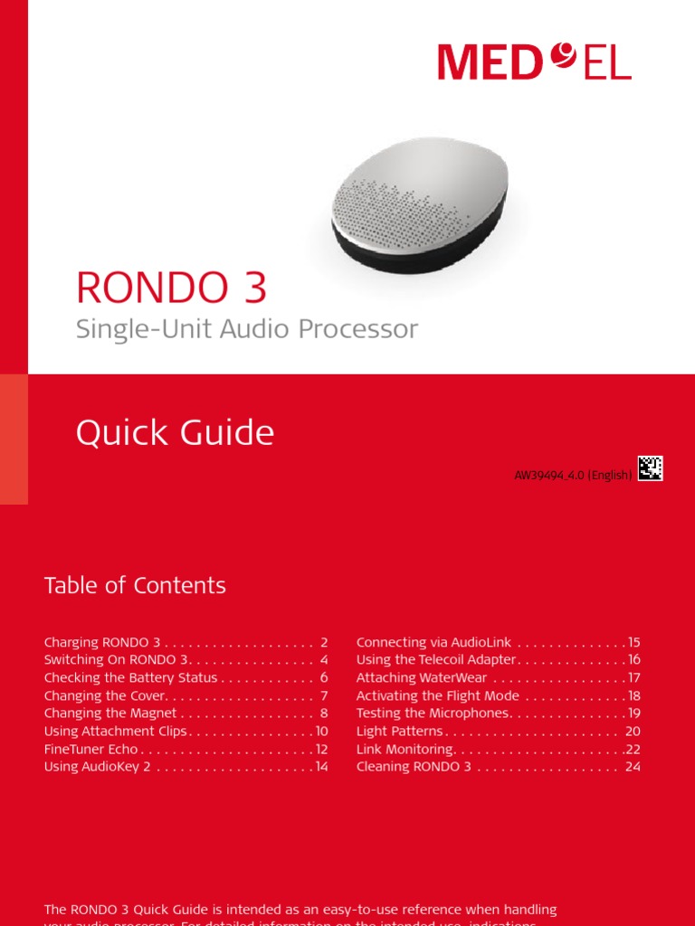 RONDO 3 Quick Guide for Users | PDF | Hearing Aid | Electrical Connector