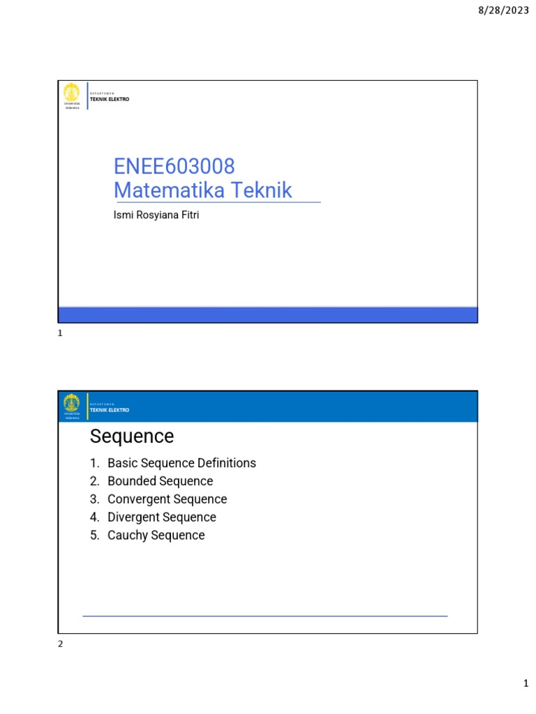 Lecture Note Sequence | PDF