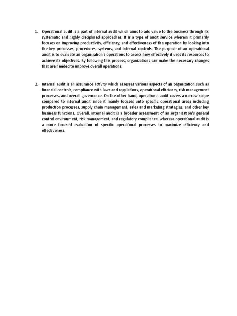 Operational Audit for Business Efficiency | PDF | Career & Growth ...