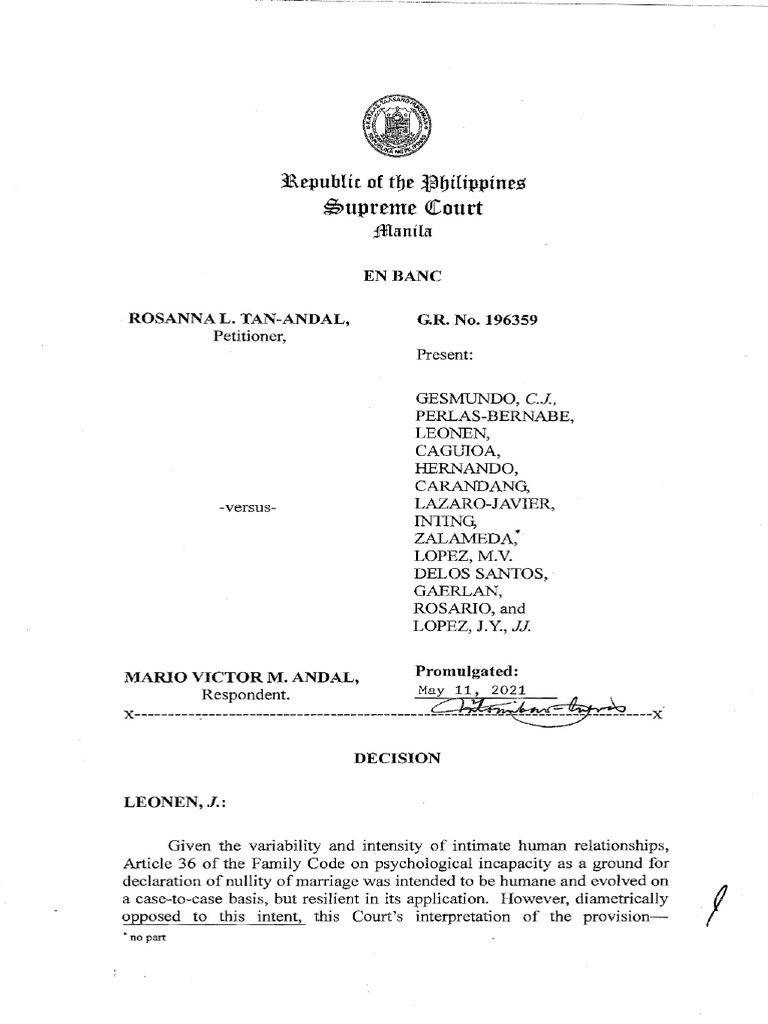 Tan Andal Vs. Andal G.r. No. 196359 May 11 2021