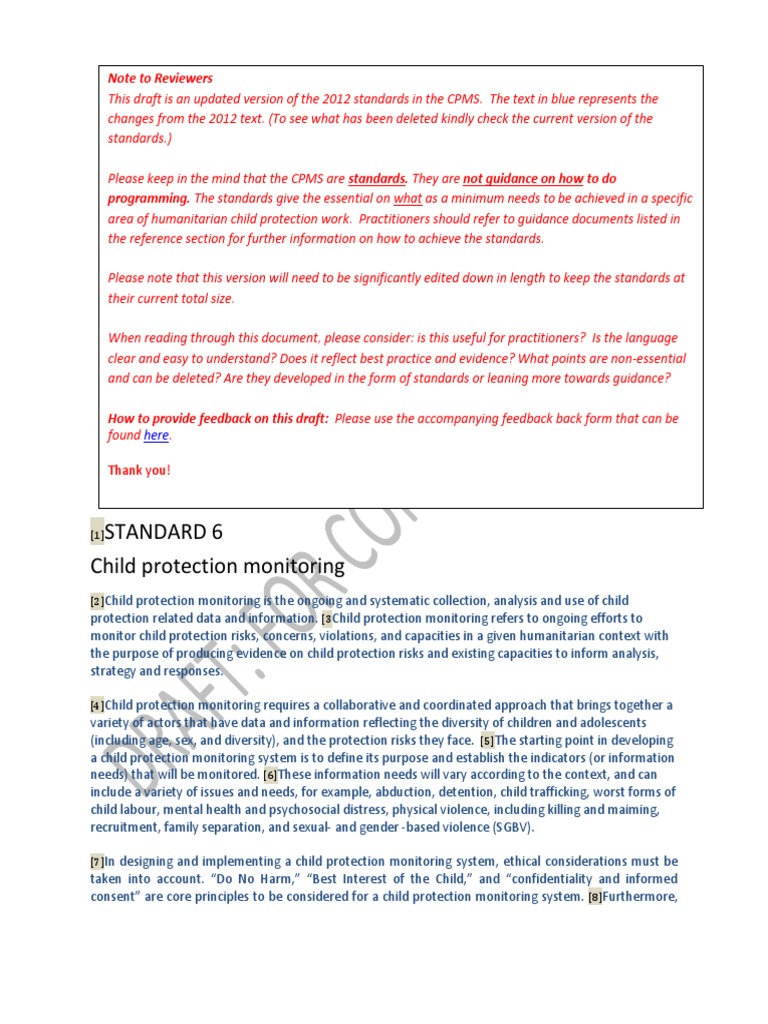 Child Protection Monitoring Standards | PDF | Child Protection ...