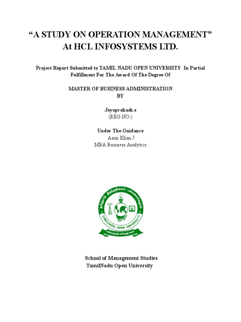 A Study On Operation Management | PDF | Operations Management | Supply ...