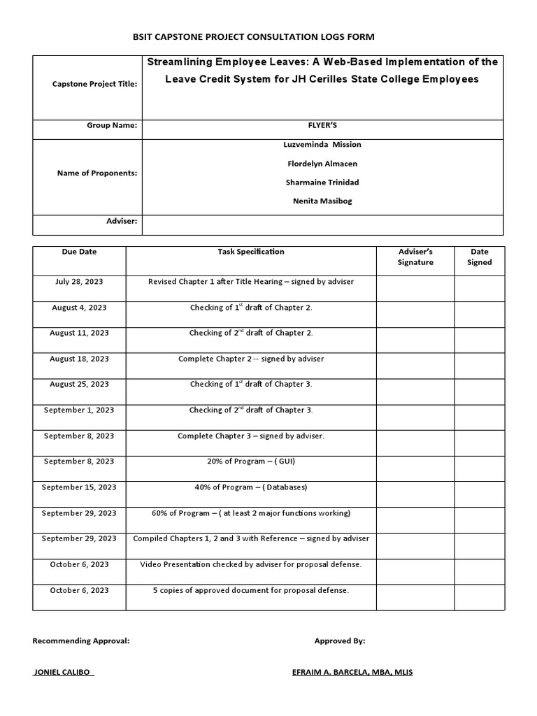 BSIT Capstone Consultation Log Form | PDF