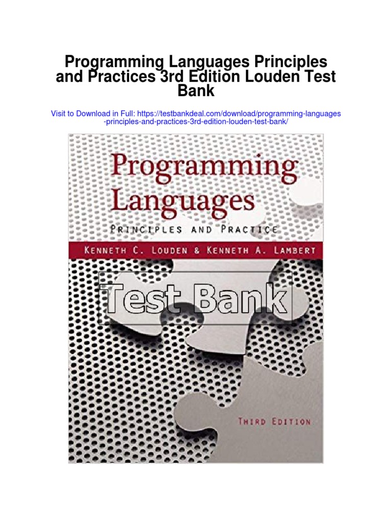 Programming Languages Principles and Practices 3rd Edition Louden Test ...