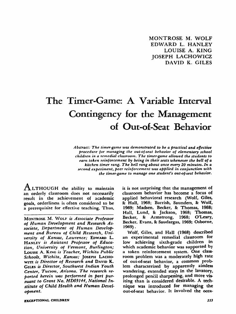 Wolf et al 1970 the timer game download free pdf reinforcement