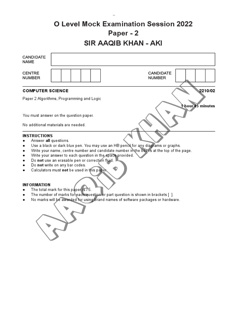 O level mock workshop paper 2 pdf string computer science logic