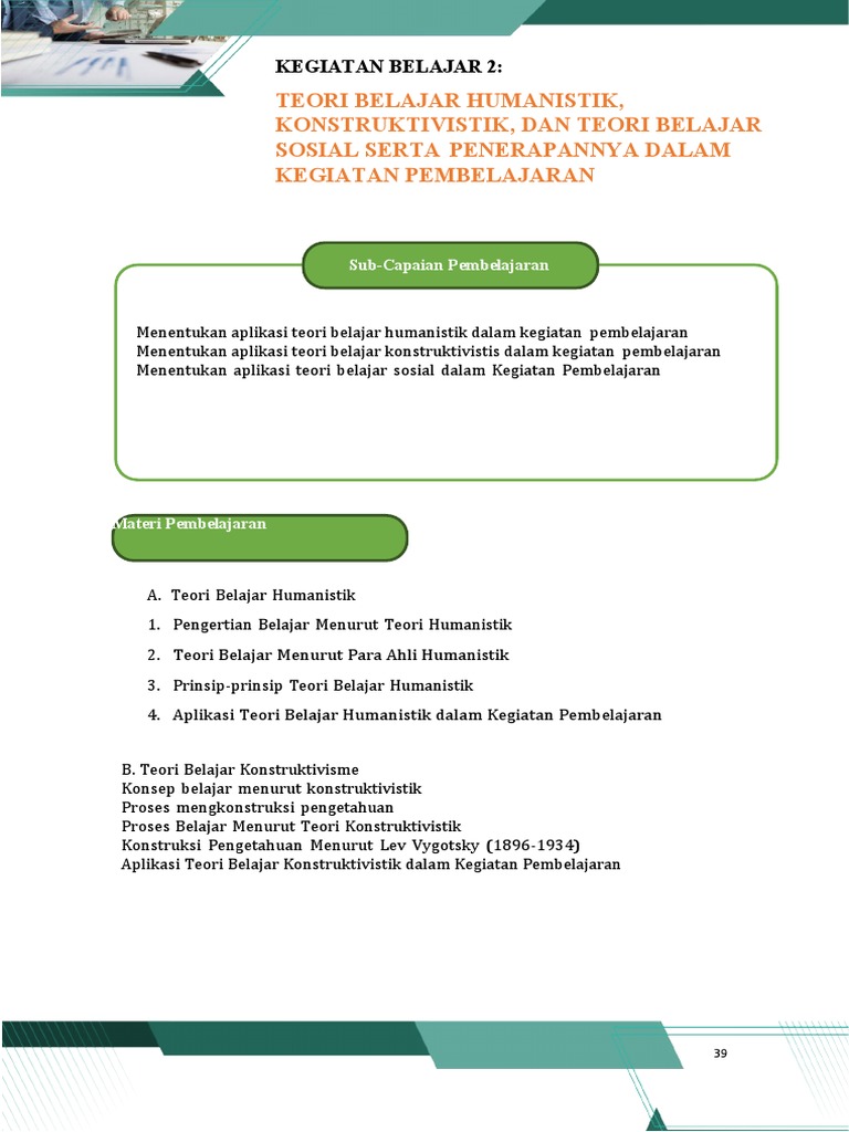 Teori Belajar Konstruktivisme dan Humanistik | PDF | Karier ...