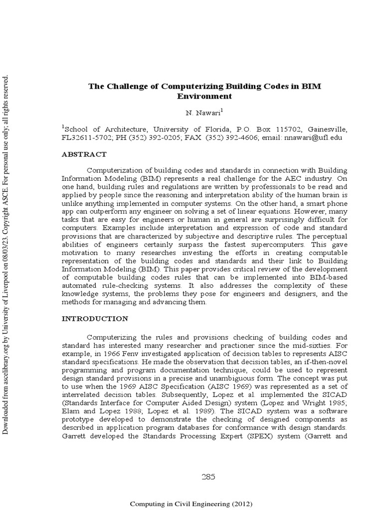The Challenge of Computerizing Building Codes in A BIM Environment ...