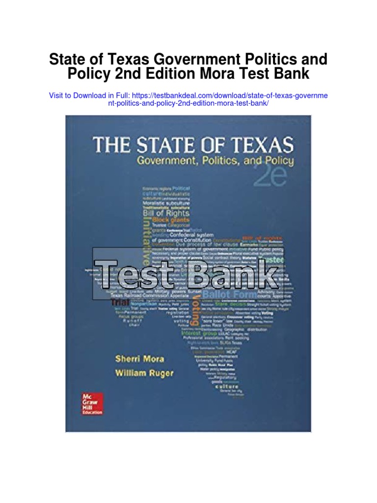 State of Texas Government Politics and Policy 2nd Edition Mora Test Bank PDF Tenth Amendment