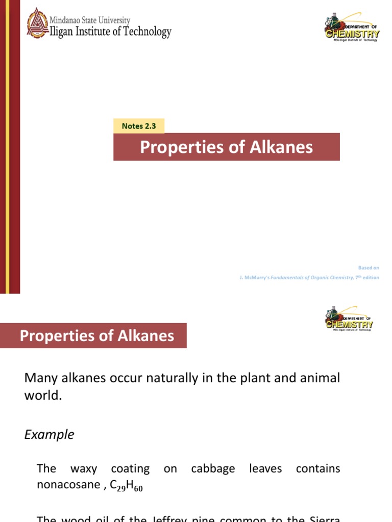 Notes 2.3 - Properties of Alkanes | PDF | Alkane | Petroleum