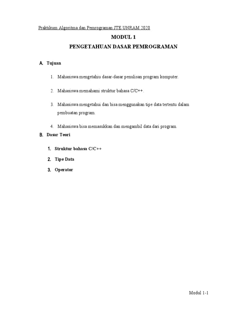 Dasar Pemrograman C/C++ untuk Mahasiswa | PDF