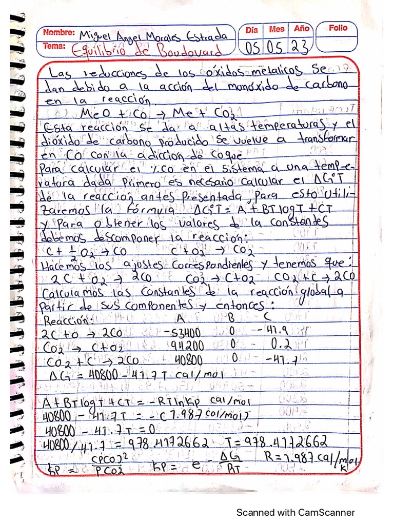 Equilibrio de Boudouard PDF