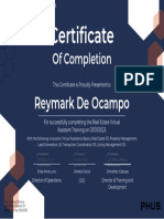 PHUS Training Certificate - Reymark de Ocampo