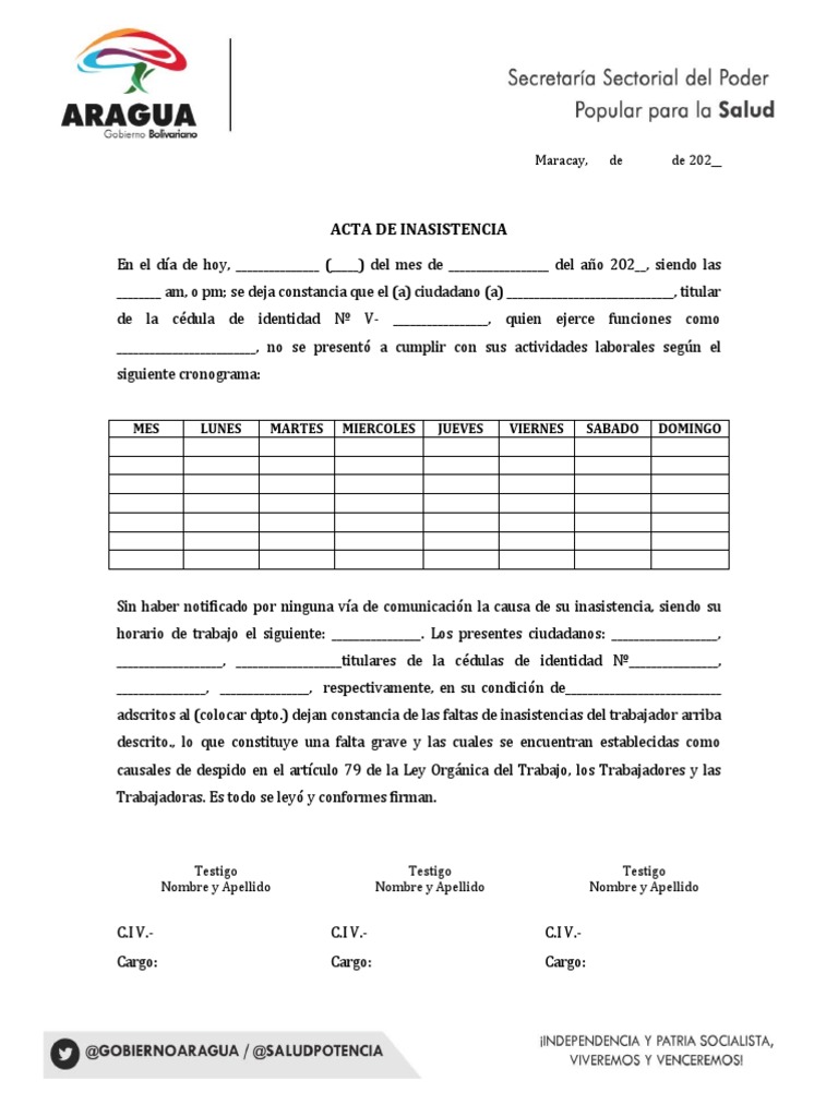 Acta de Inasistencia Laboral | PDF