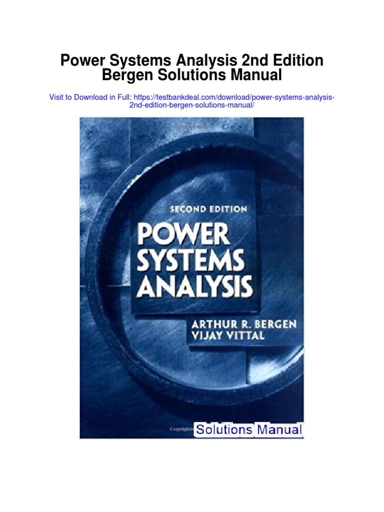 Power Systems Analysis 2nd Edition Bergen Solutions Manual PDF