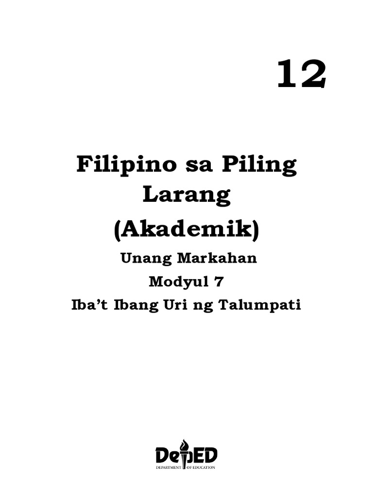 LINGGO 7 - Modyul 7 - UNANG MARKAHAN - MODYUL SA PILING LARANG - Edited ...