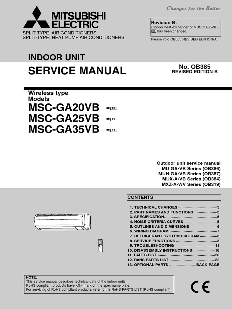 1 Remote Control for Mitsubishi MSC-GA20VB MSC-GA25VB MSC-GA35VB