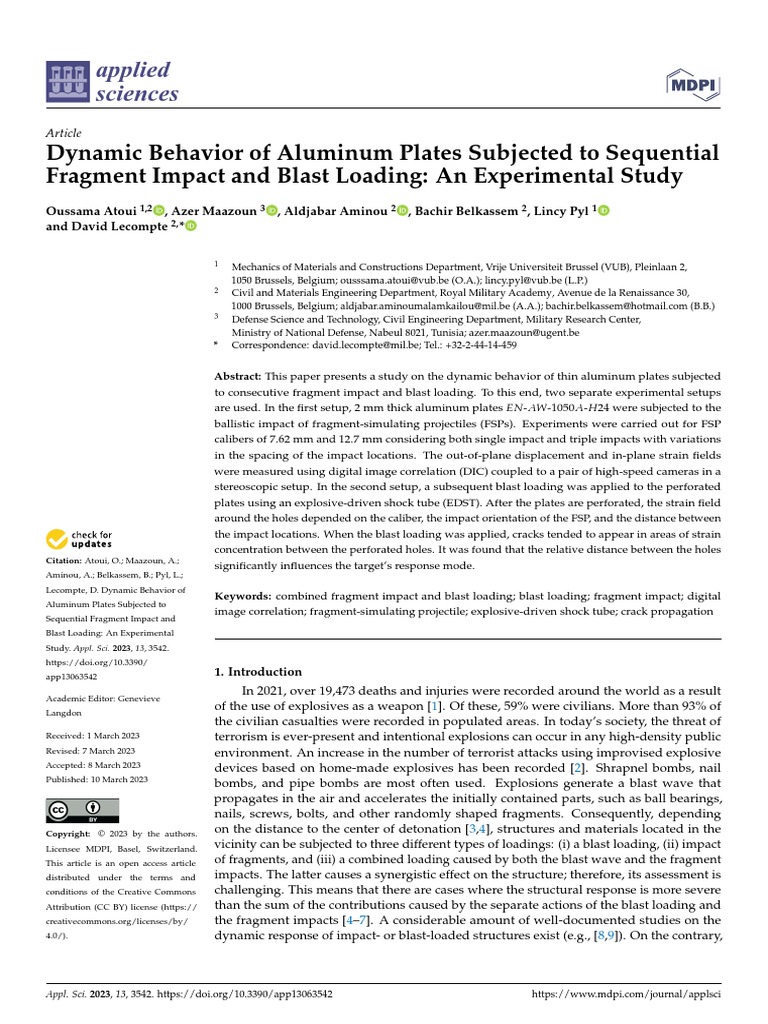 Dynamic behavior of aluminum plates subjected to sequential pdf