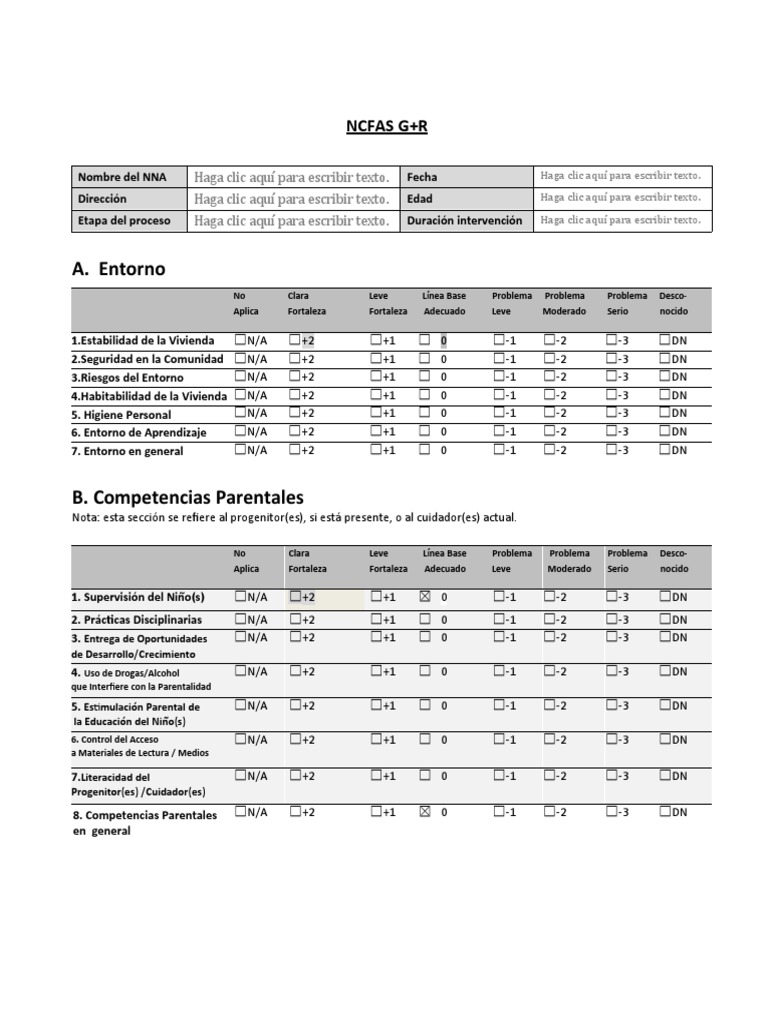 Evaluación NCFAS G+R para Niños | PDF