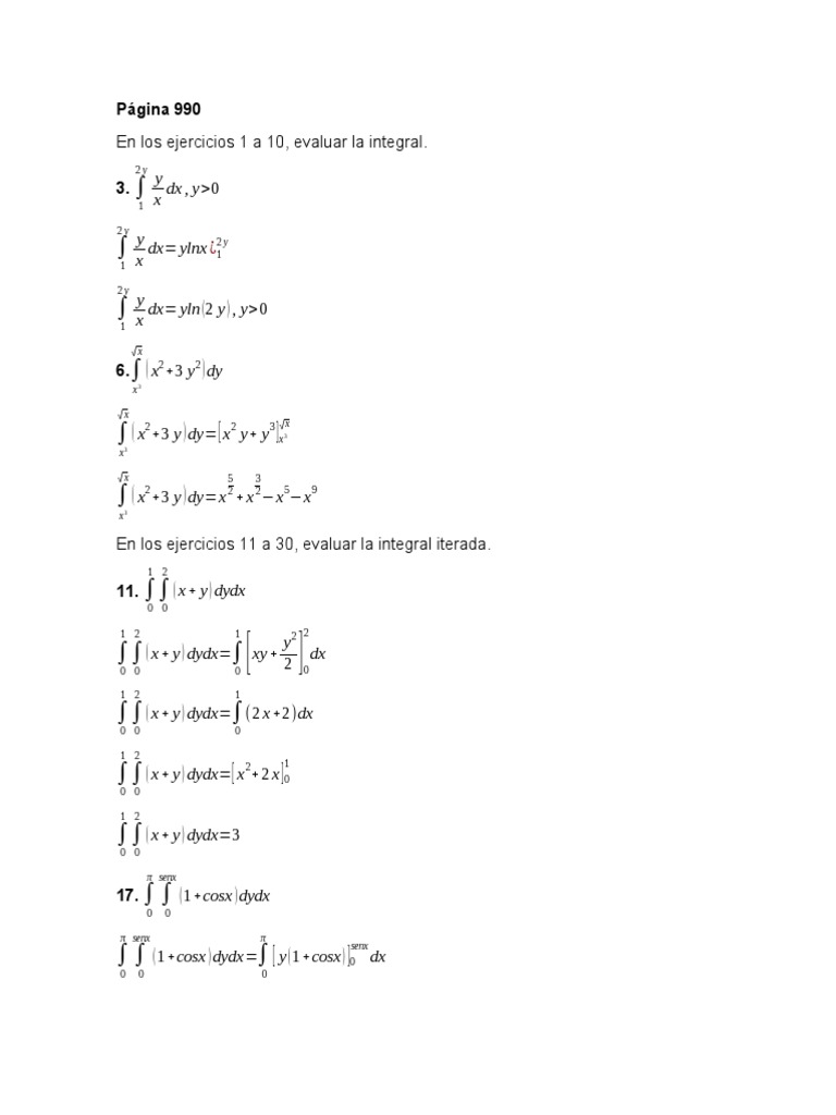 Integral iterada y su evaluación | PDF | Integral | Objetos matemáticos