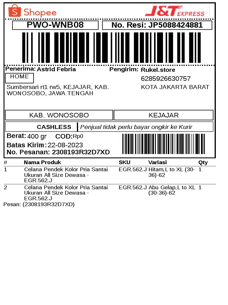 Label Pengiriman - Reguler-4 - 23 | PDF
