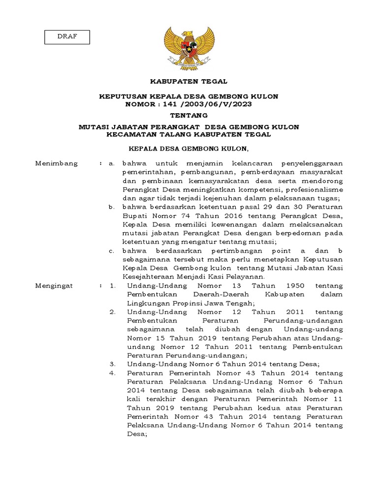 Sk Mutasi Kaur Keuangan Ke Kaur Tu 29 Pdf