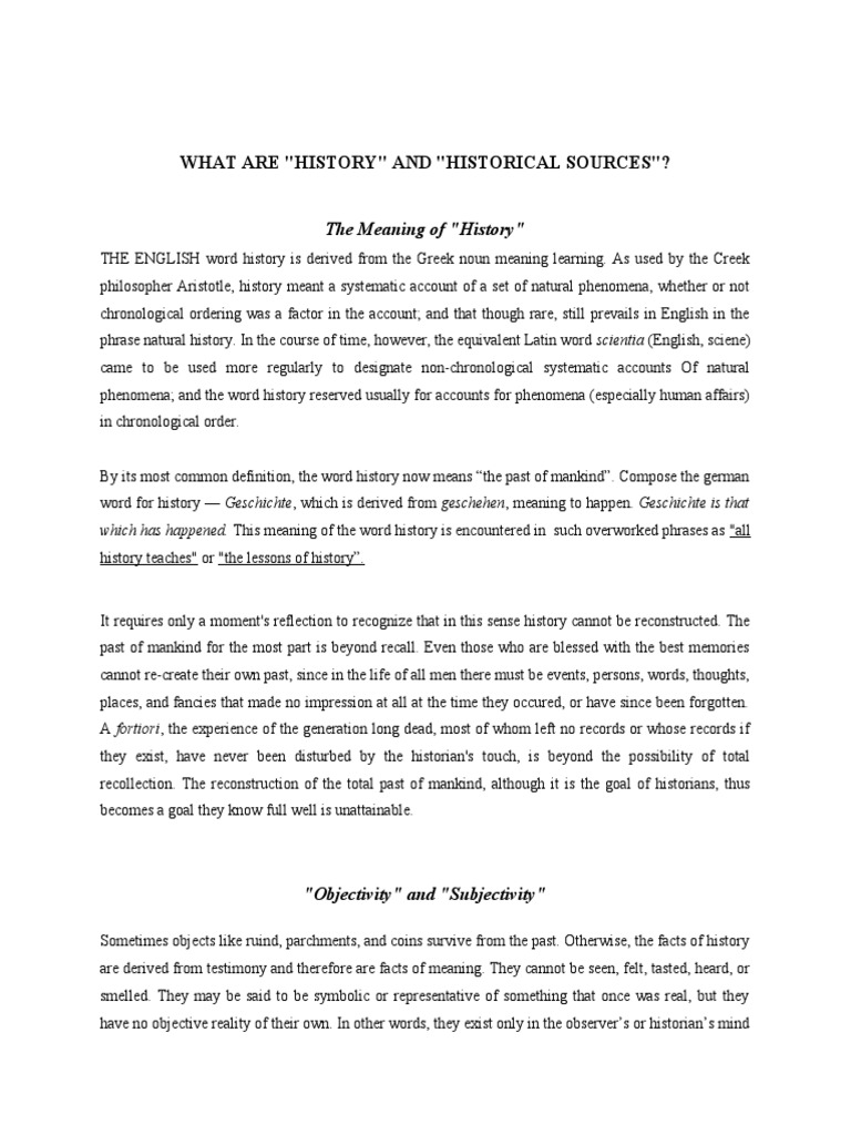 Understanding History and Its Sources | PDF | Experience | Historian