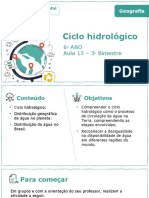 Ciclo Hidrológico: 6 ANO Aula 13 - 3 Bimestre