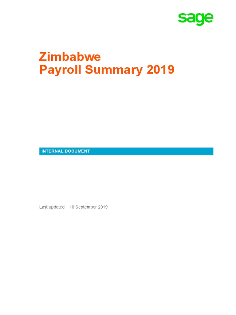 Zimbabwe Payroll Summary 2019 | PDF | Cost Of Living | Payroll Tax