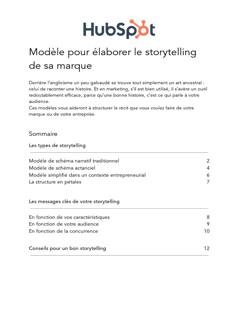 Modèles de Storytelling - HubSpot | PDF | Commercialisation | Business