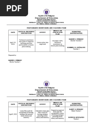 PERFORMANCE MONITORING AND COACHING FORM