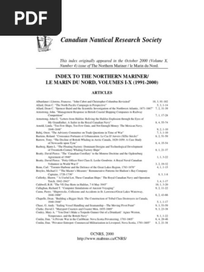 Index to the Northern Marinor Le Marin du Nord Vol 1-10