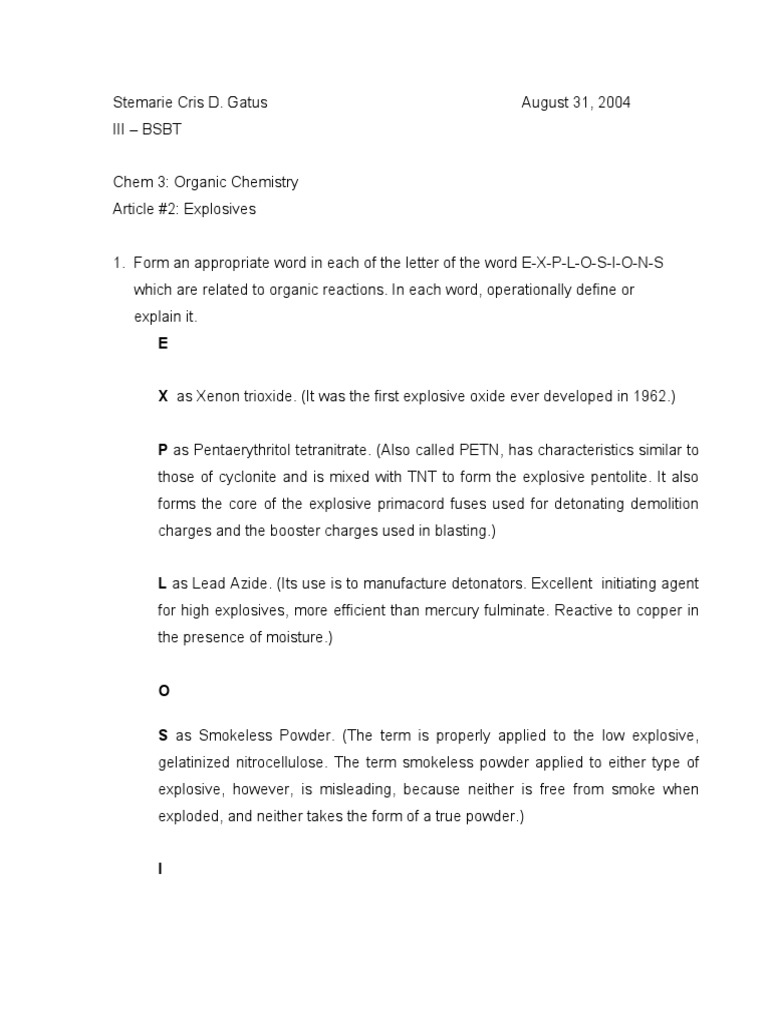 Explosives Pdf Chemistry Physical Sciences