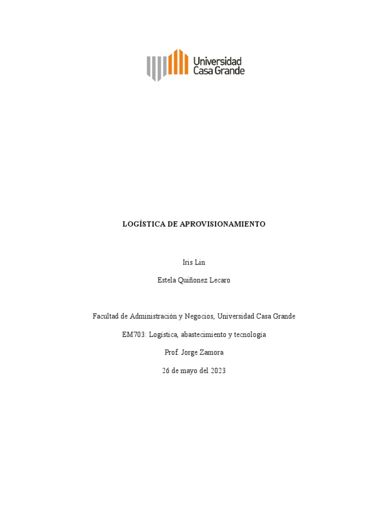 Logística de Aprovisionamiento | PDF | Planificación de recursos ...