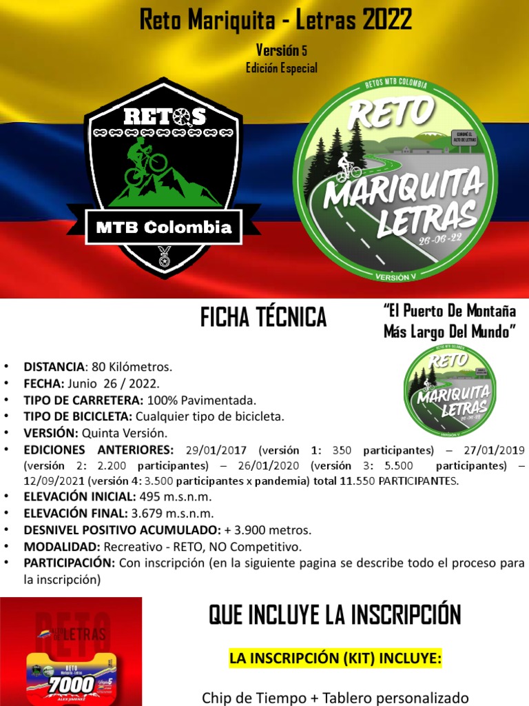 Reto Mariquita Letras 2022: Inscripciones | PDF | Industrias de servicio