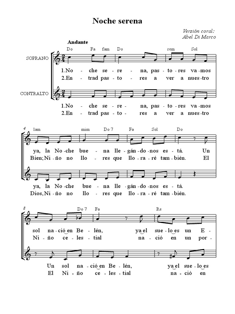 Noche Serena: Letra y Acordes | PDF