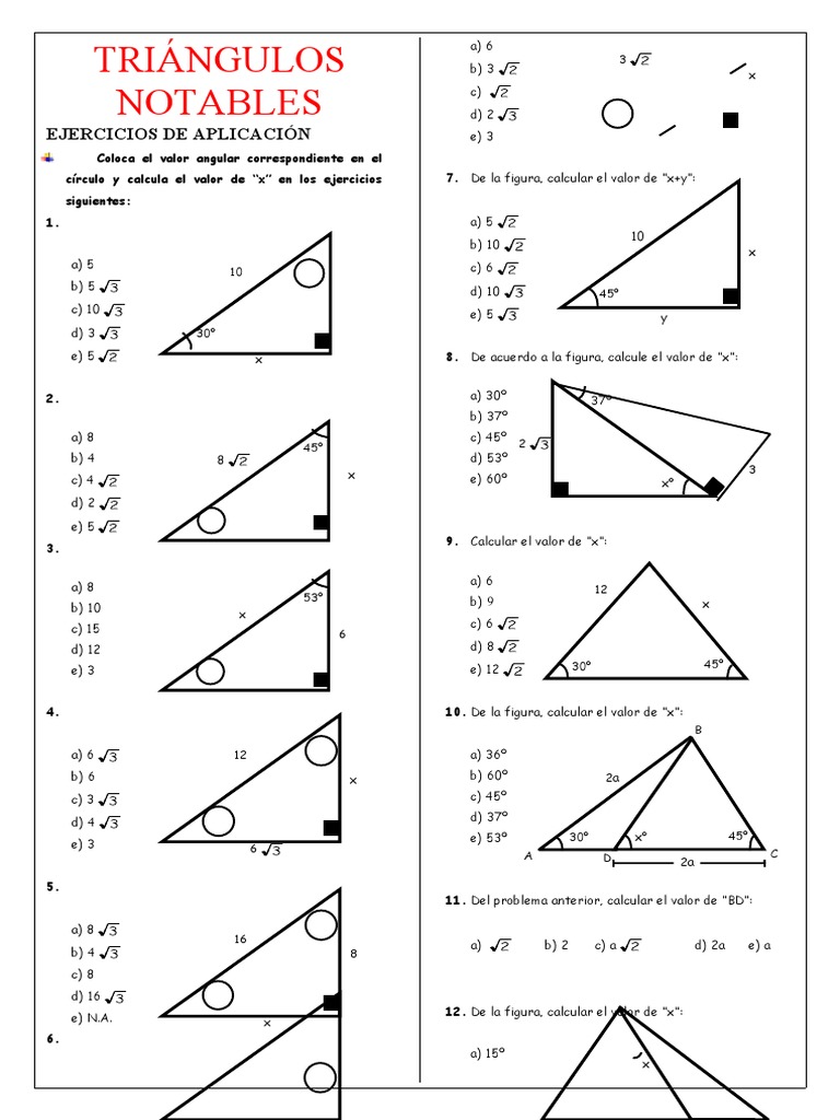 Ejercicios de Triangulos Notables 2 | Descargar gratis PDF | Geometría ...
