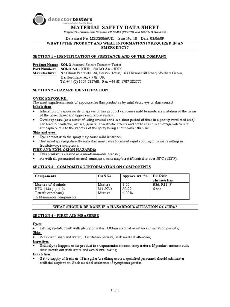 Data Sheet Smoke Tester | PDF | Combustion | Fires