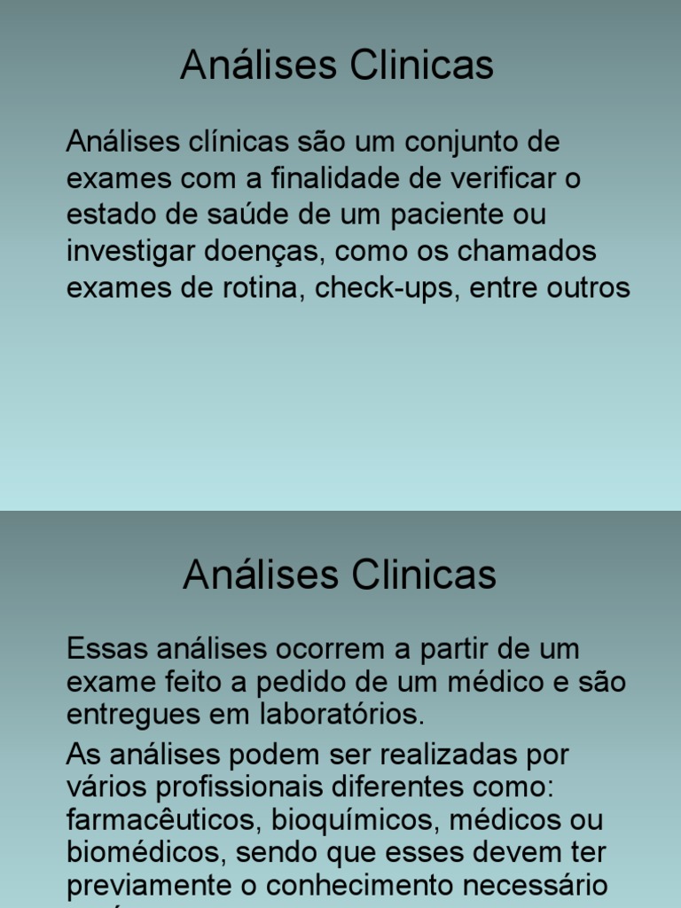 Setores e Exames em Análises Clínicas | PDF