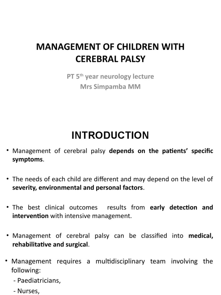 Management of Children With Cerebral Palsy | PDF | Cerebral Palsy ...