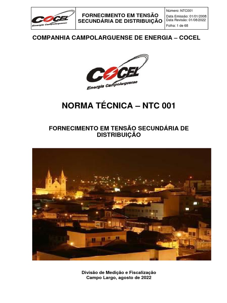 Norma Técnica NTC 001: Fornecimento BT | PDF | Padronização | Condutor ...