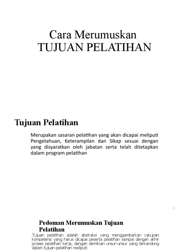 Merumuskan Tujuan Pelatihan Efektif | PDF