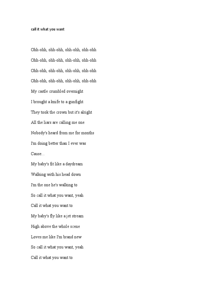 Call It What You Want PDF Spanish Language Music