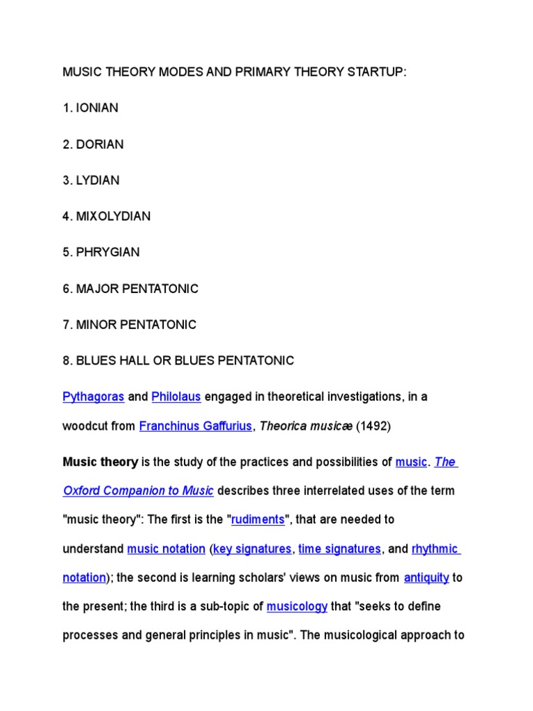 Music Theory Modes and Primary Theory Startup | PDF | Chord (Music