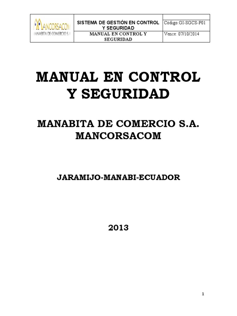Manual BASC de Control y Seguridad | PDF | Business | Auditoría