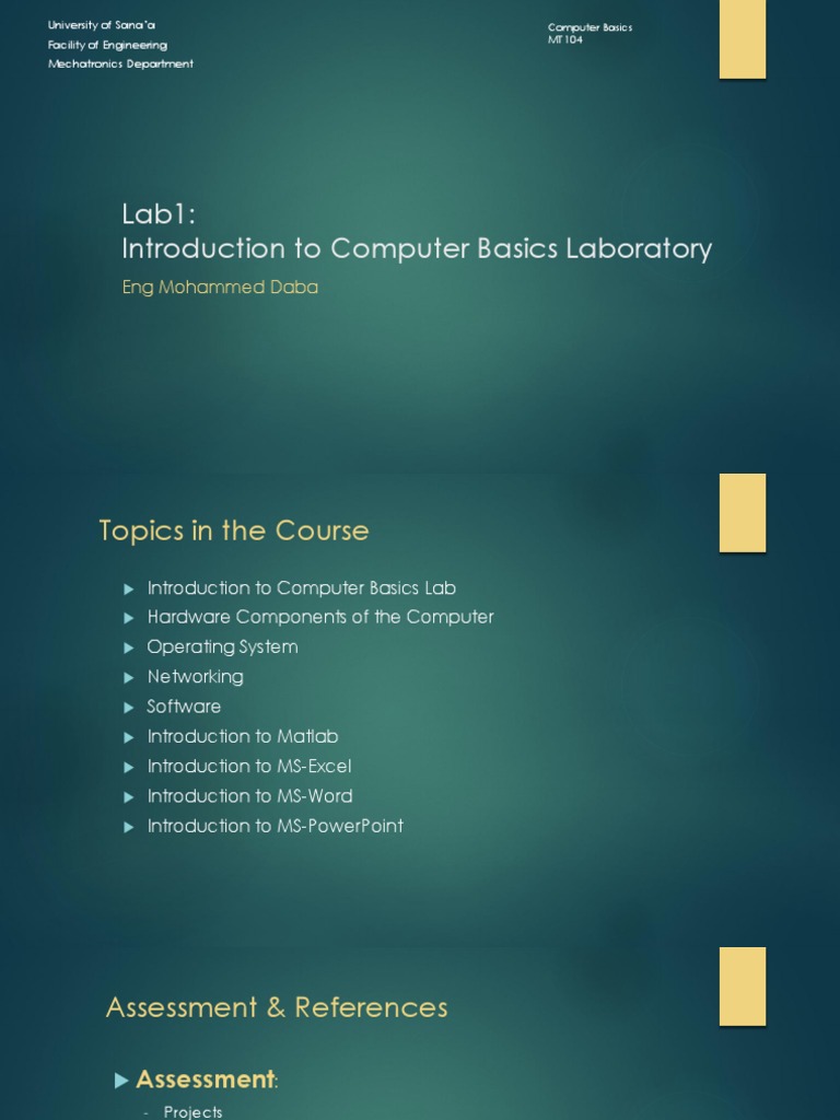 Lab1 Introduction to Computer Basics Laboratory PDF Central