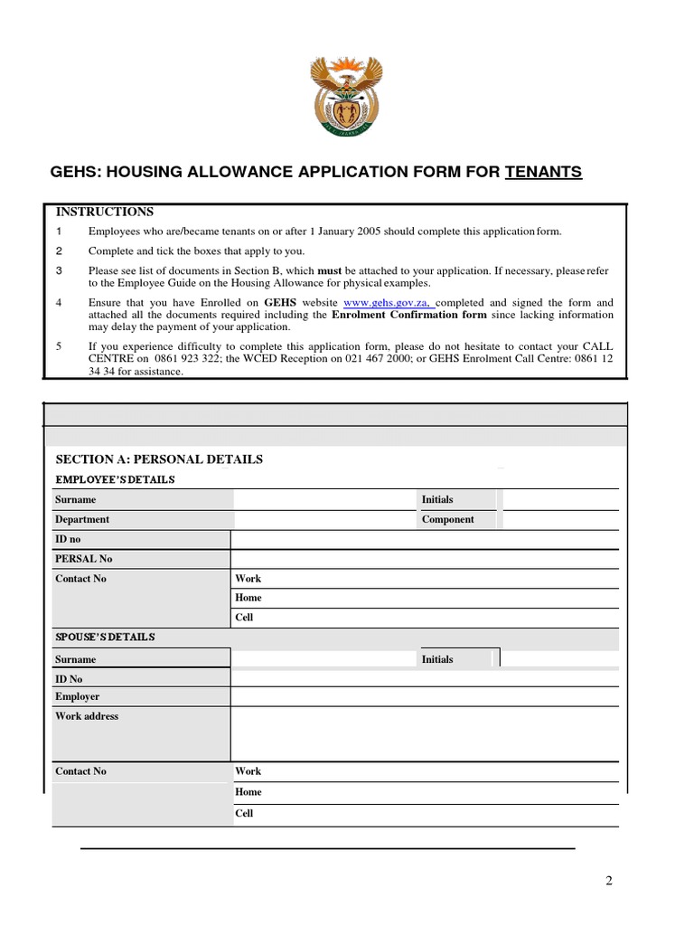 GEHS-AppforTenants-Feb 2020 | PDF | Leasehold Estate | Renting