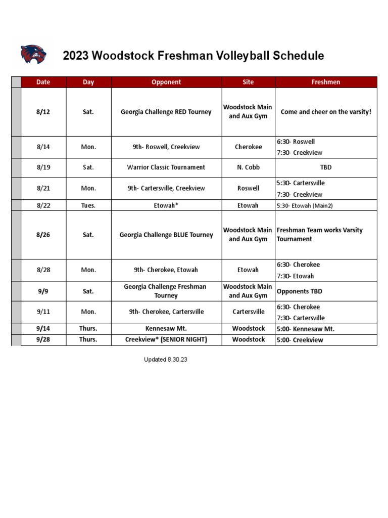 2023 Woodstock Volleyball Program Schedule v8 PDF