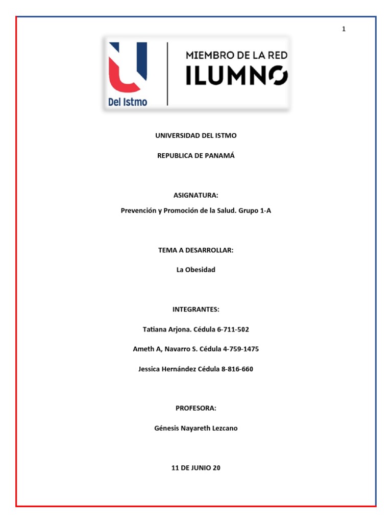Actividad N 1 Prevencion Y Promocion De La Salud Pdf Obesidad